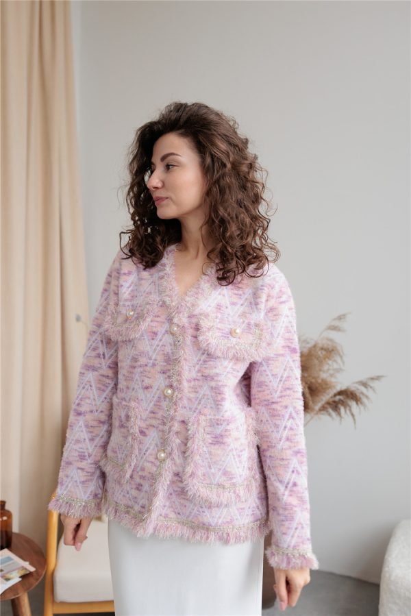 Soft Small Wind Cardigan Women's Elegant Commuting Style V-Neck Heavy Work Sweater Coat Real Shot - Image 6