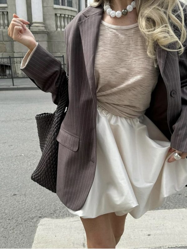 Satin Short Skirt Elegant Versatile Shiny Pleated Bubble Hem Skirt INS Style - Image 6