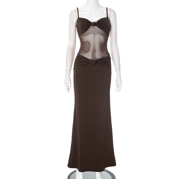 Solid color elegant temperament strapless twisted jumpsuit long skirt - Image 7