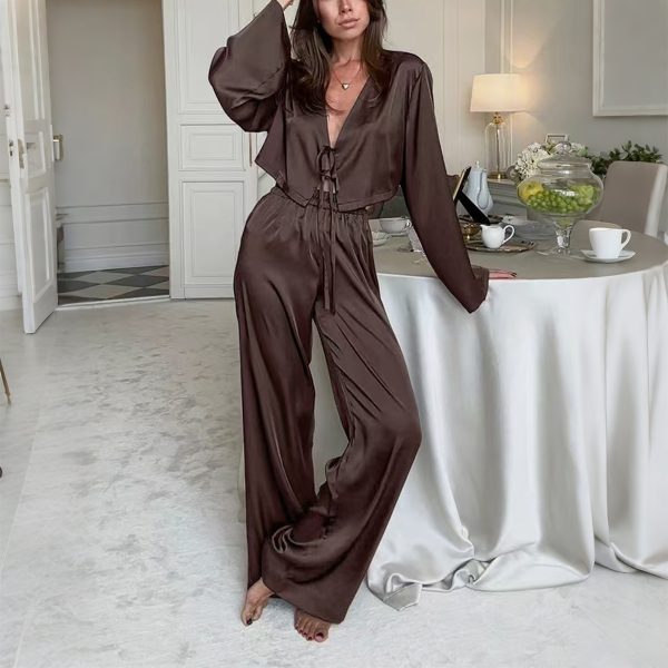 Elegant Long Sleeve T-Shirt and Trousers Set for Women - Image 4