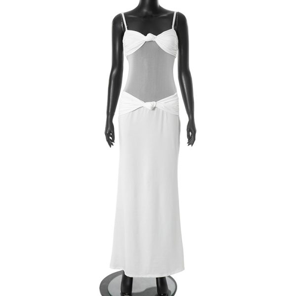 Solid color elegant temperament strapless twisted jumpsuit long skirt - Image 8