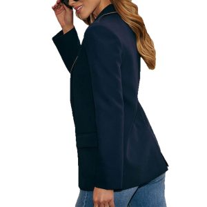 Elegant Solid Color Long Sleeve Blazer for Women